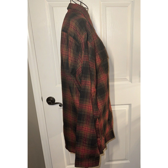 Burnside Men’s Plaid Flannel Shirt Crimson Red Size Large NWT Camping Grunge - Picture 7 of 13